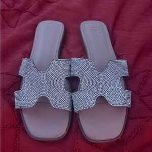 Elegant Silver Women's Slide Sandals